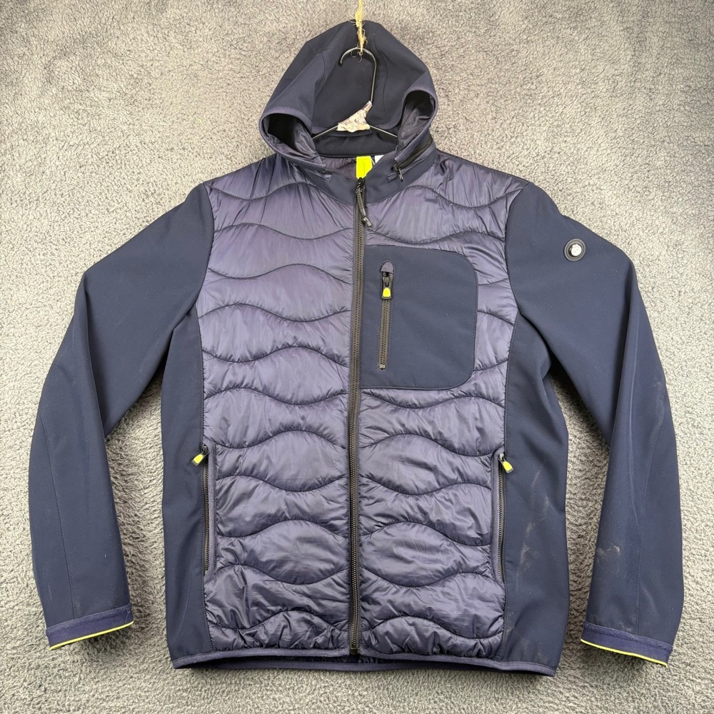 BRAX Feel Good Men's Navy Quilted Puffer Softshell Hooded Jacket Style Vince M‎